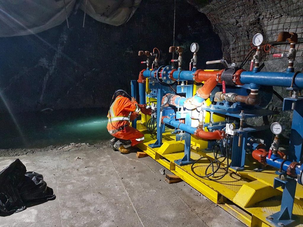 Underground dewatering system - Hydrotech Mining